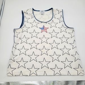 Moving Bleu Beaded Patriotic Sleeveless Tank Top‎ Sz L
